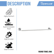 Round Stainless-Steel Towel Rod (24 inches) - by Specule